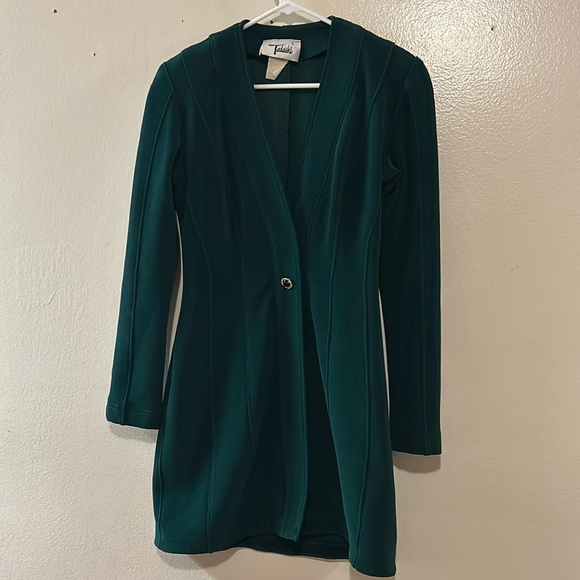 Vintage Rare Emerald Green Tadashi Mini Dress with Shoulder Pads SZ Small - Picture 1 of 11